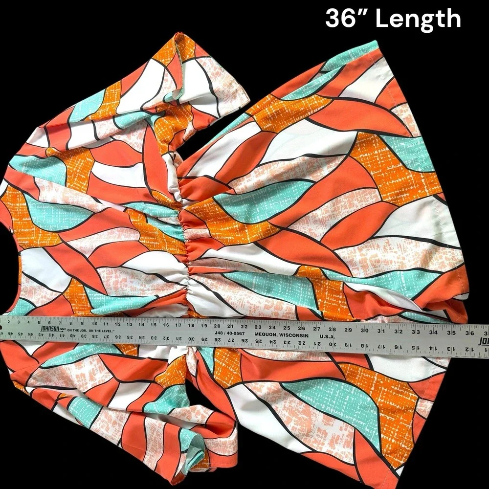 Shein Curve Multicolor Short Sleeve Romper Shorts‎ Jumpsuit Elastic Waist 1XL